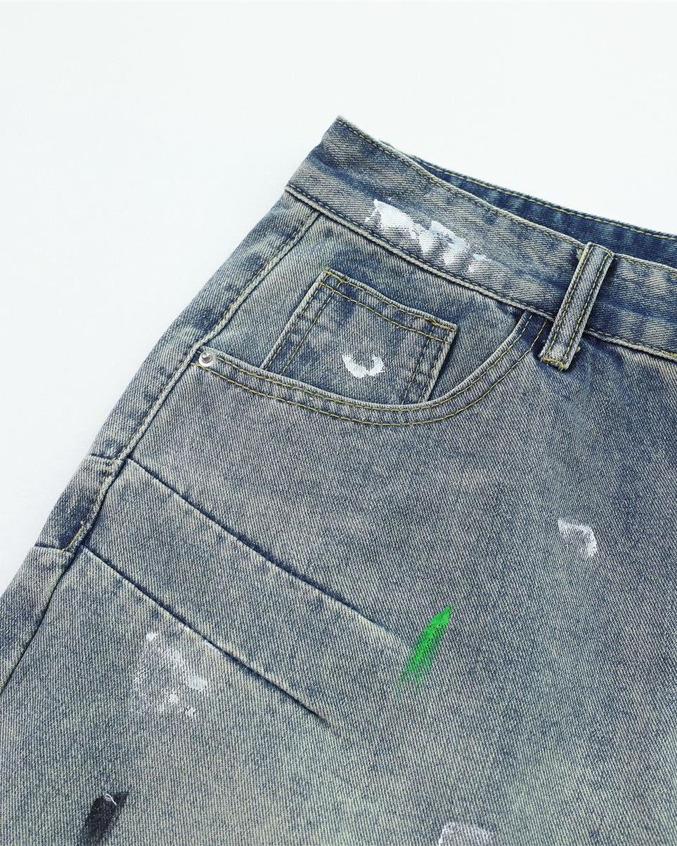 Ink-splashed casual jeans