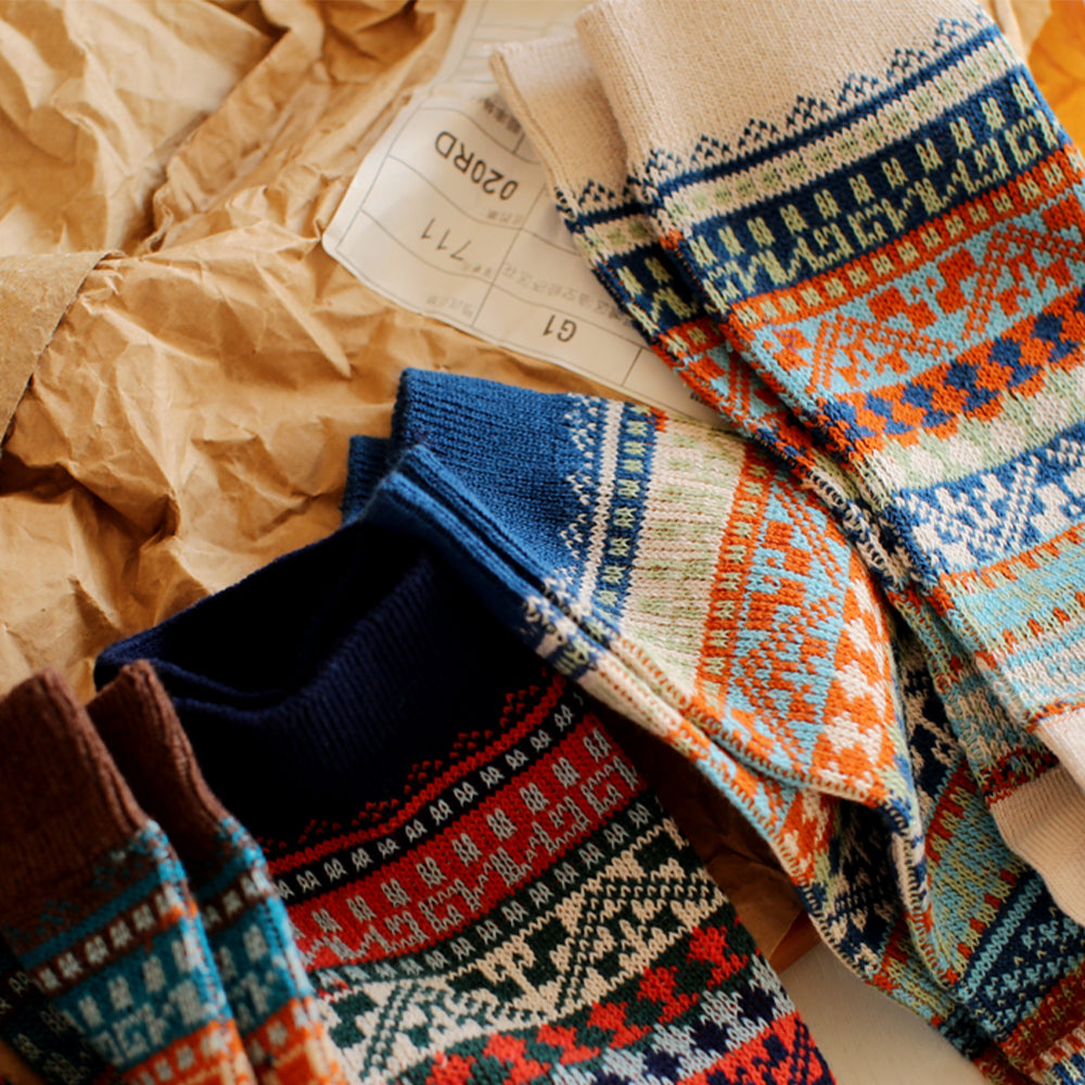 復古針織中筒襪