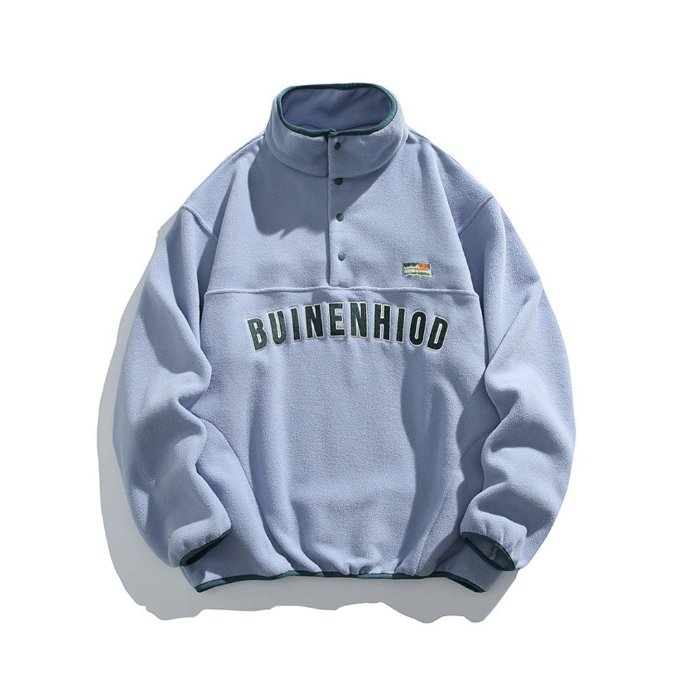 Casual stand-up collar fleece-lined sweatshirt