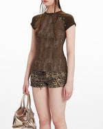 Retro patchwork short sleeves