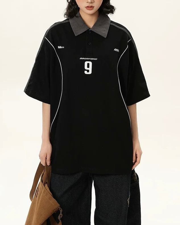 Contrast color letter short sleeves
