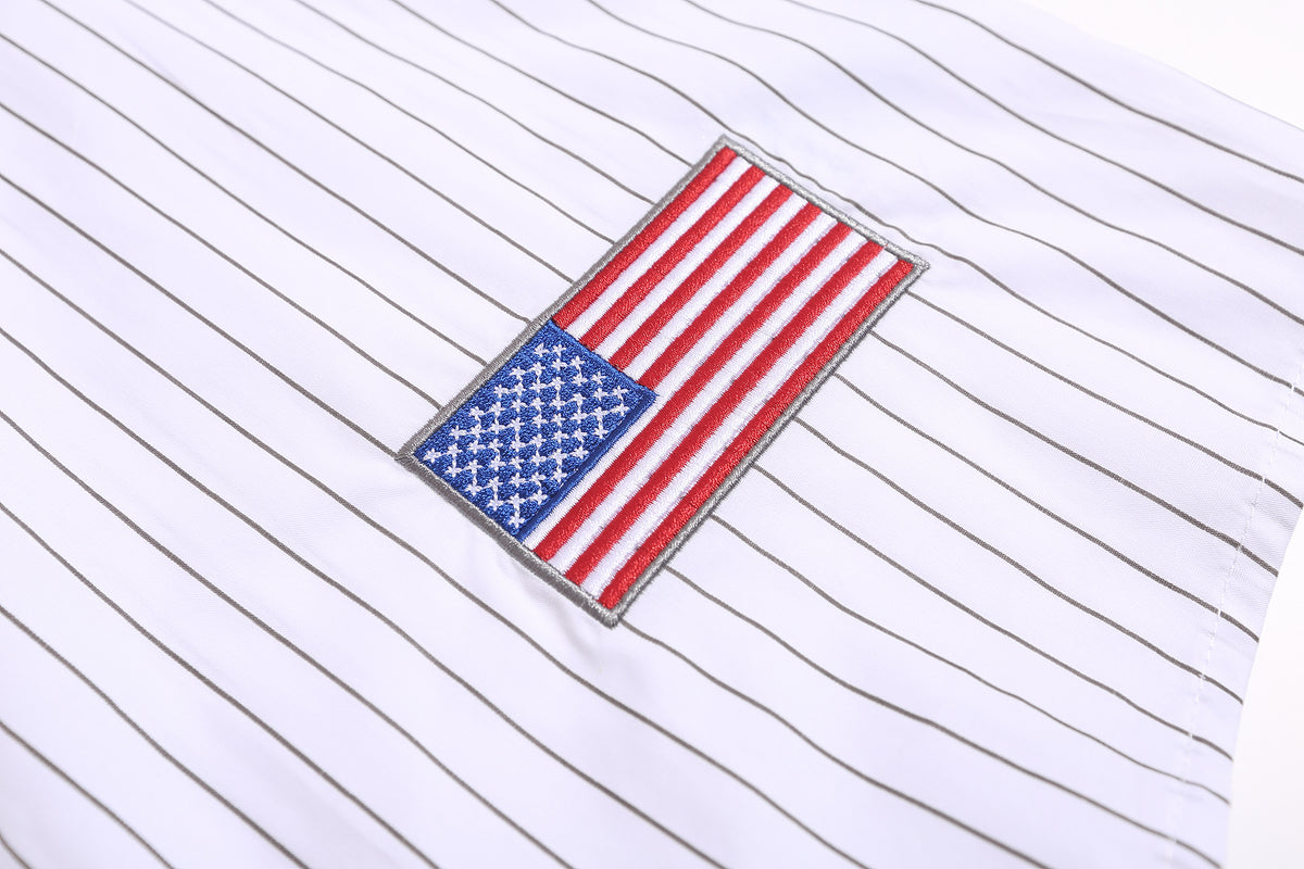 American retro vertical striped baseball shirt