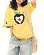 사과 자수 반팔