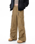 Retro distressed large pocket cargo pants