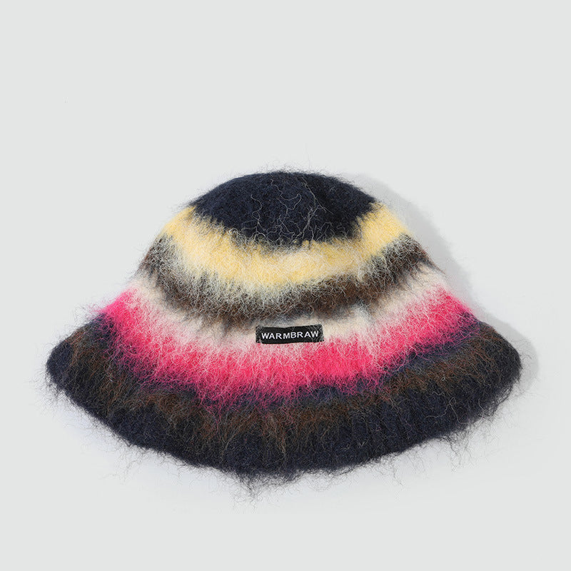 復古彩虹條紋百搭帽