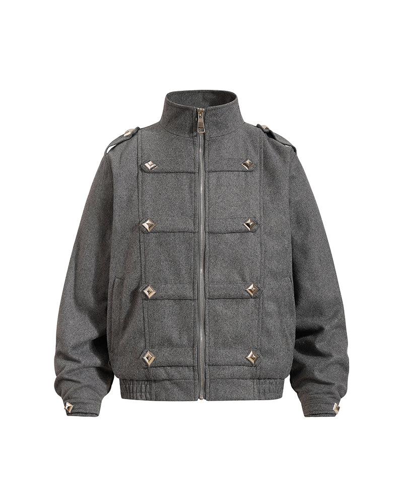 레트로 쇼트 스탠드 칼라 재킷