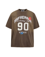 Embroidered distressed short-sleeved shirt