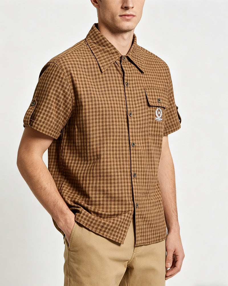 Retro embroidered short-sleeved shirt