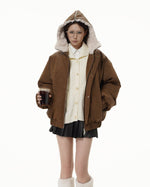 Retro hooded fur coat