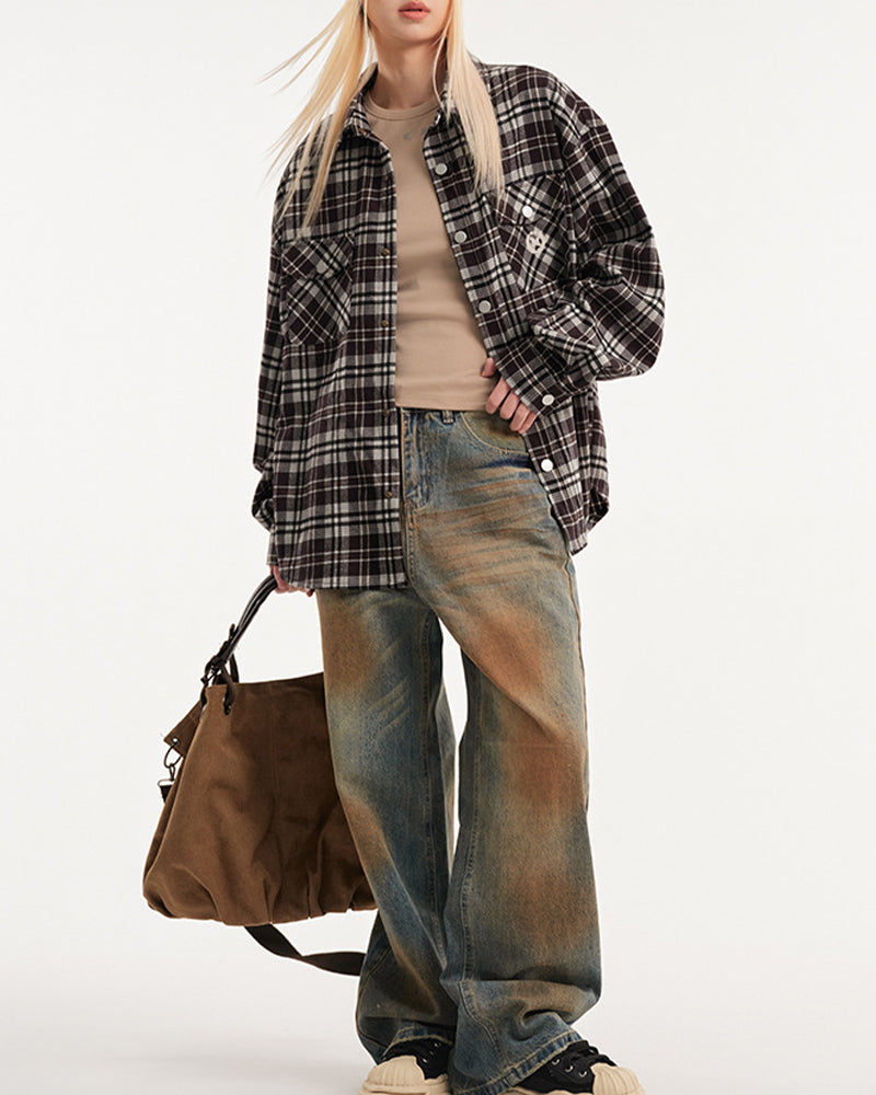 vintage plaid long sleeve shirt