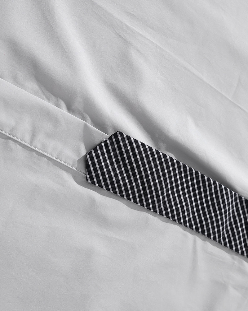 Retro patchwork short-sleeved shirt