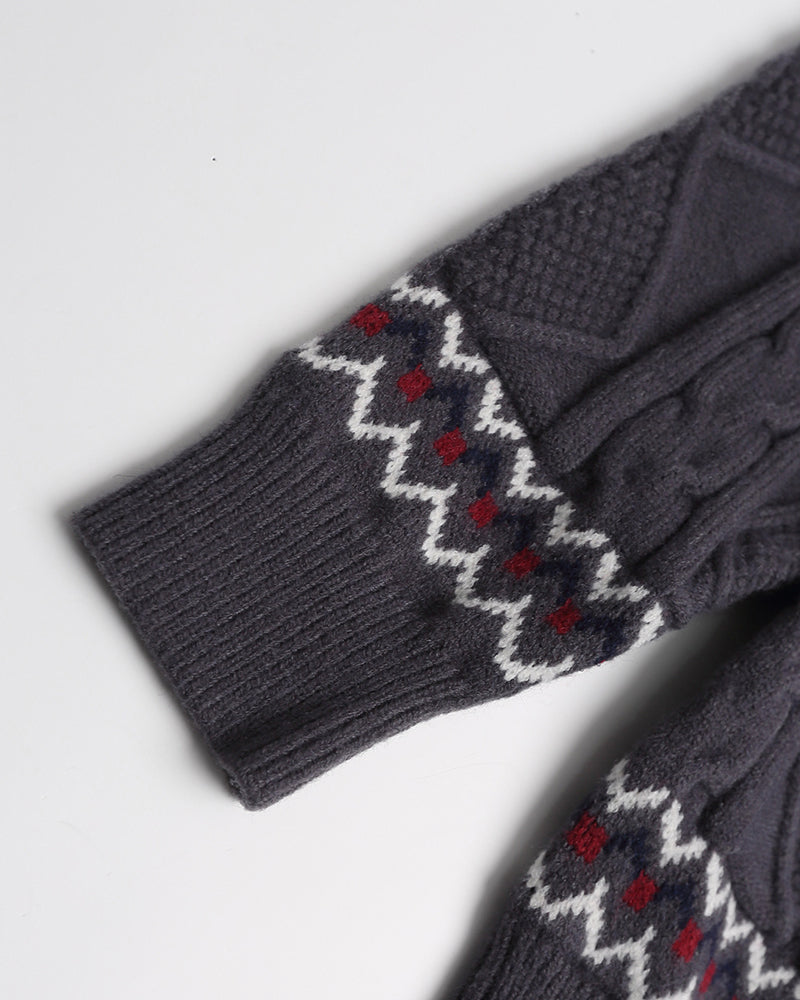 jacquard hooded sweater