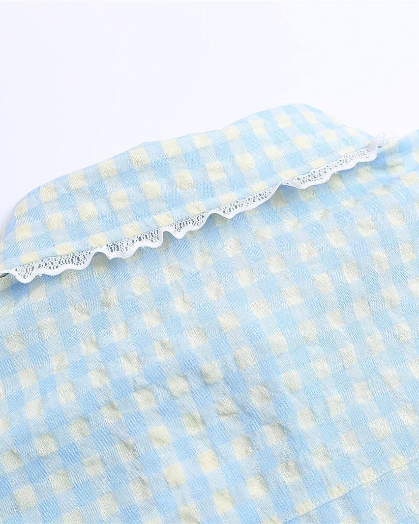 Solid color plaid short sleeve shirt