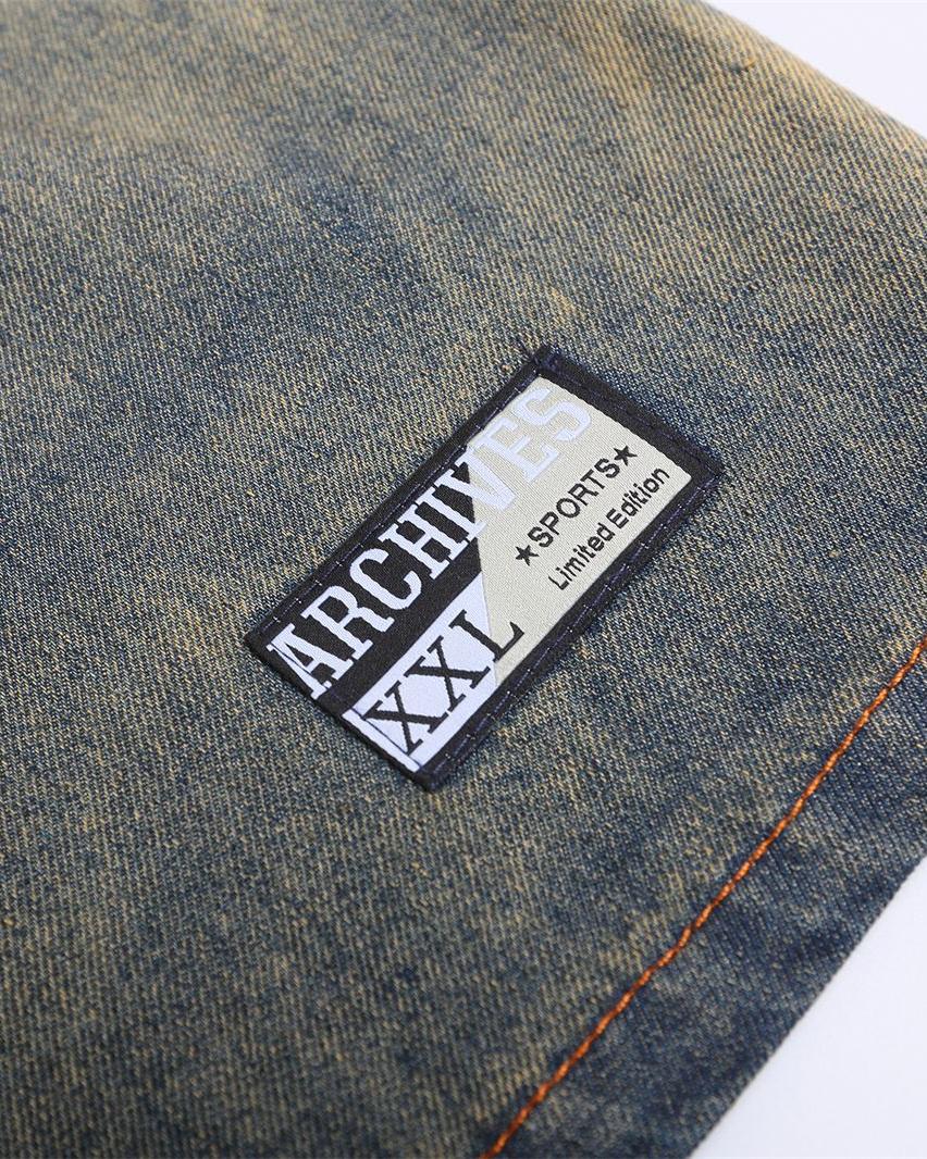 워시드 자수 데님 반팔