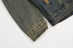 Retro washed distressed denim jacket