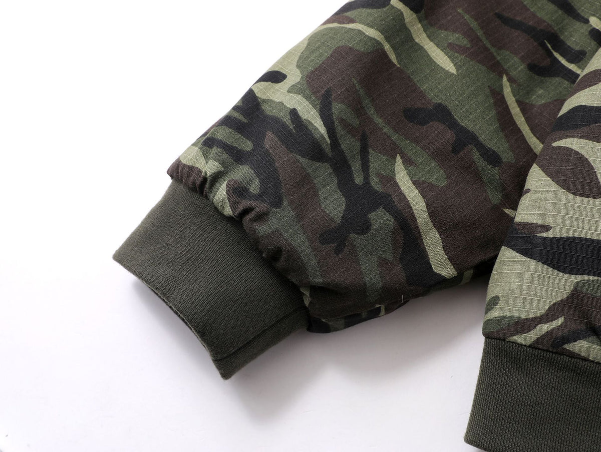 Retro reversible hooded cotton jacket