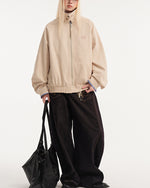 撞色拼接格子外套