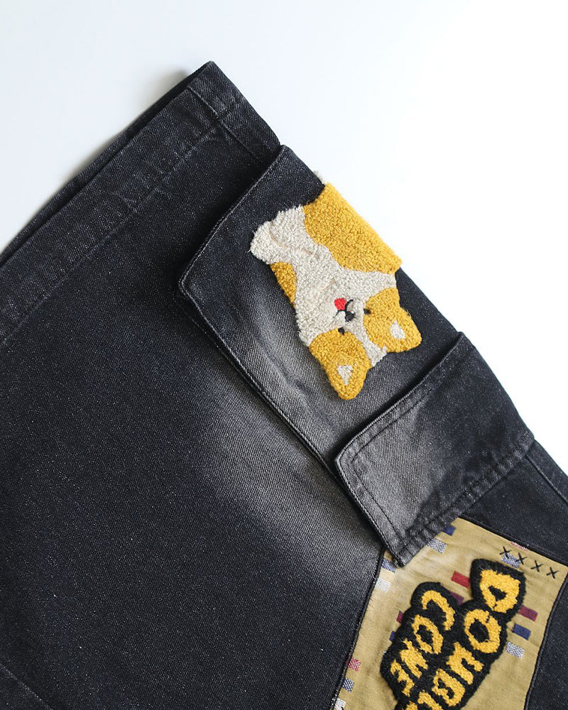 Embroidered Puppy Shorts