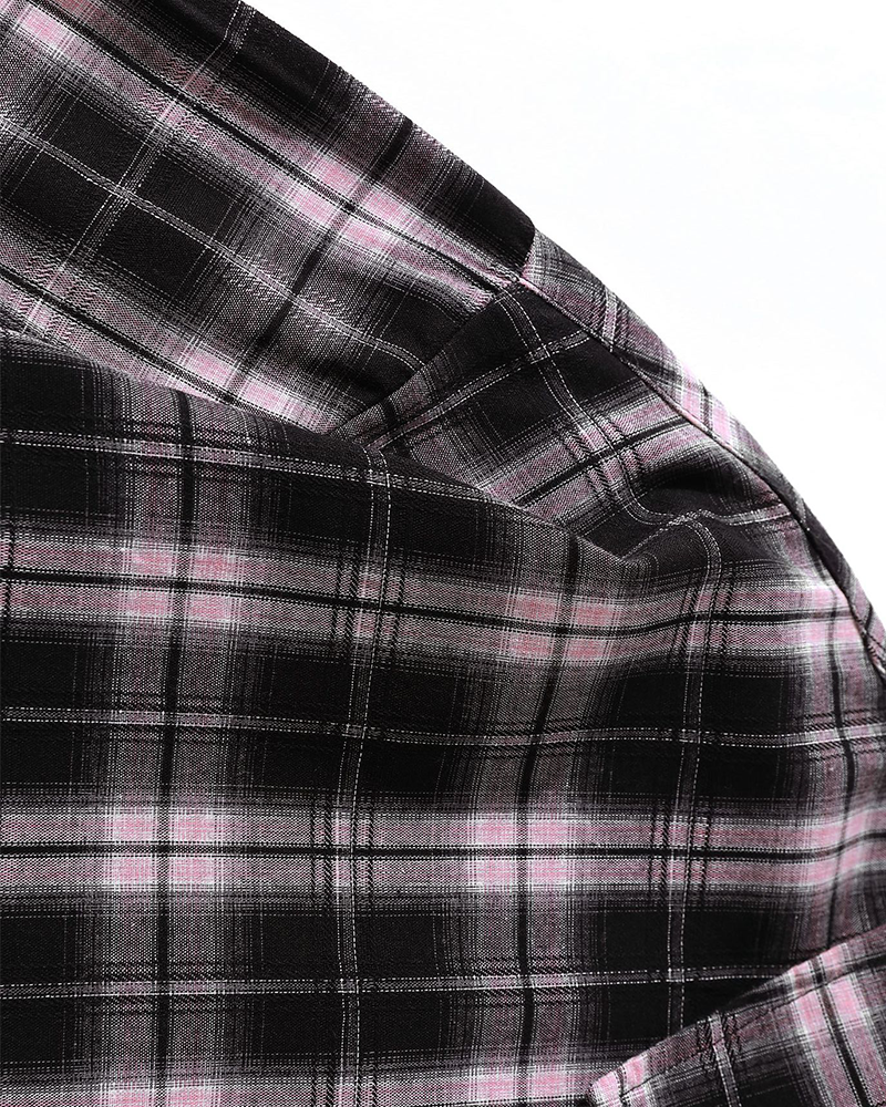 Retro simple plaid long-sleeved shirt