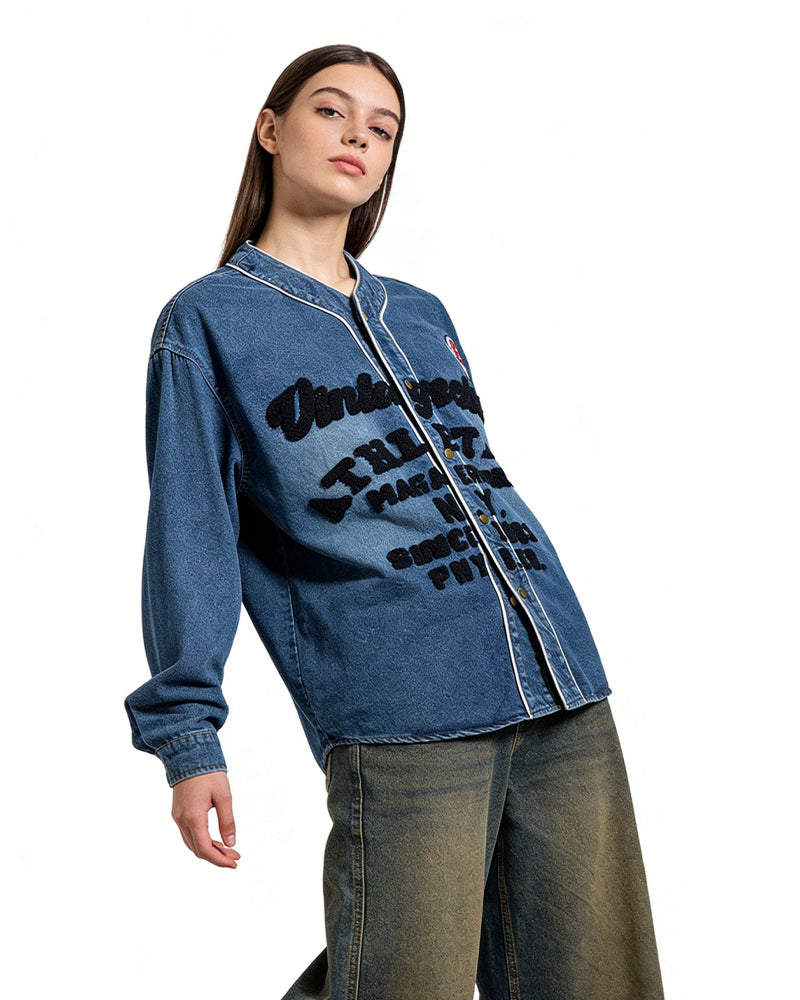 Washed letter jacket