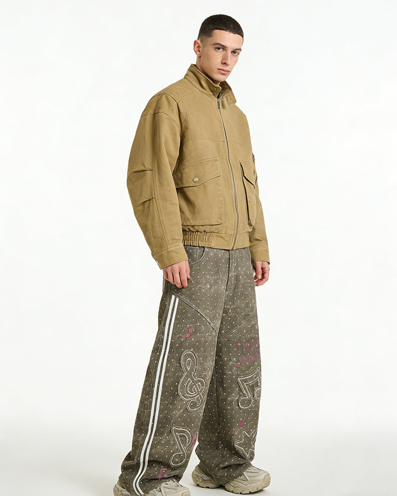 休閑波點牛仔褲