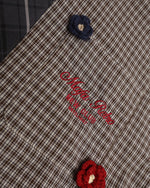 Embroidered plaid long-sleeved shirt