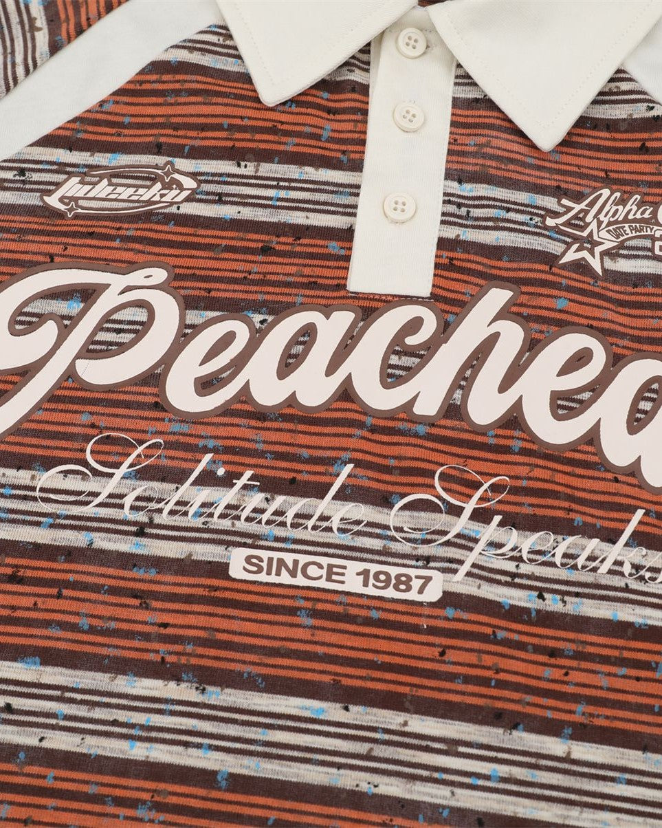 대조적인 줄무늬 짧은 소매