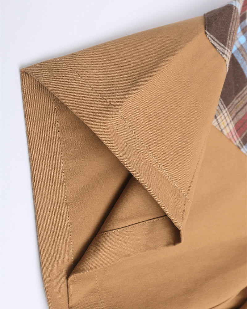 Simple patchwork plaid shorts