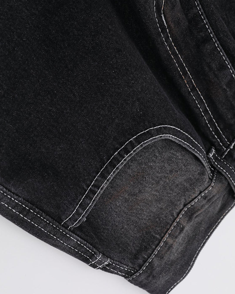 水洗直筒牛仔褲