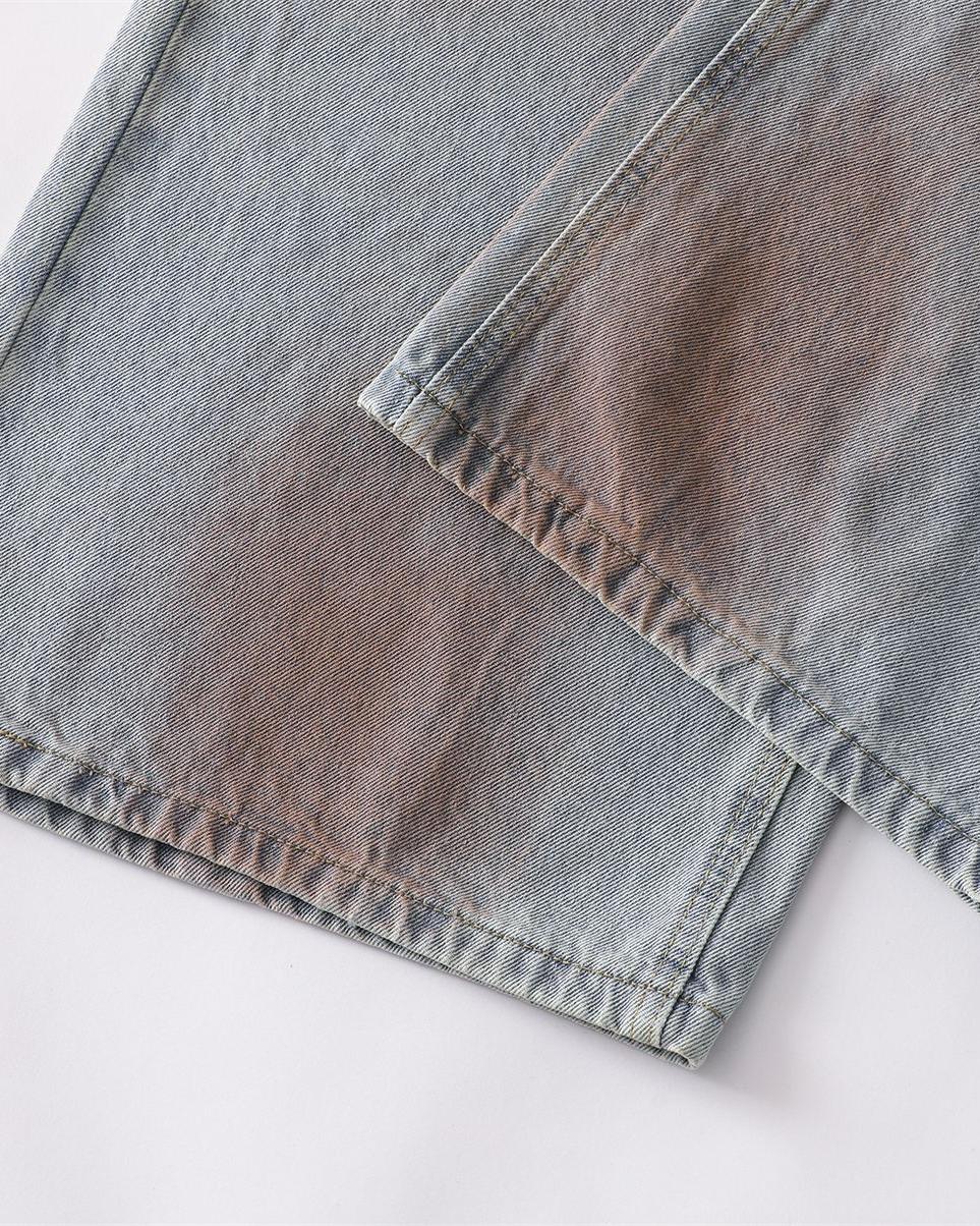 水洗休閑直筒牛仔褲