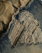 Fake two-piece patchwork cropped jeans