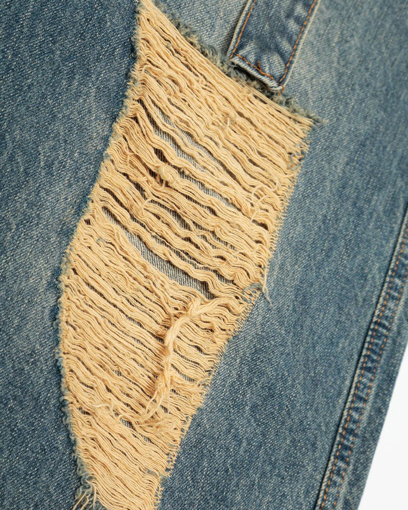 Vintage distressed denim cropped shorts