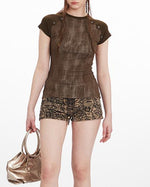 Retro patchwork short sleeves