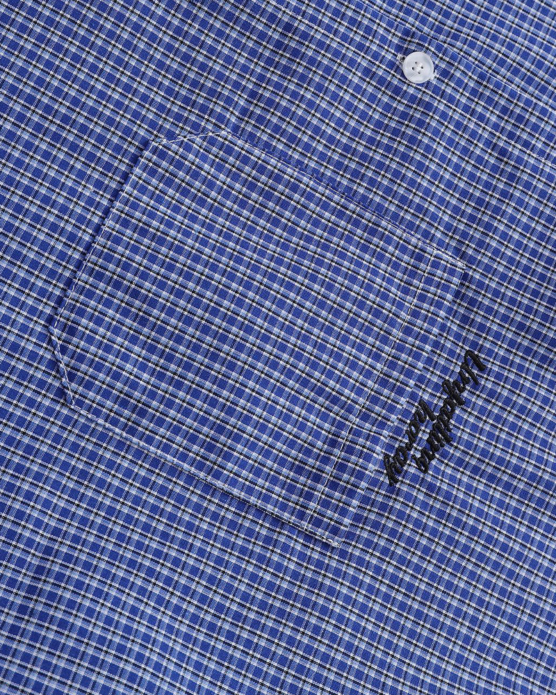 Embroidered plaid long-sleeved shirt