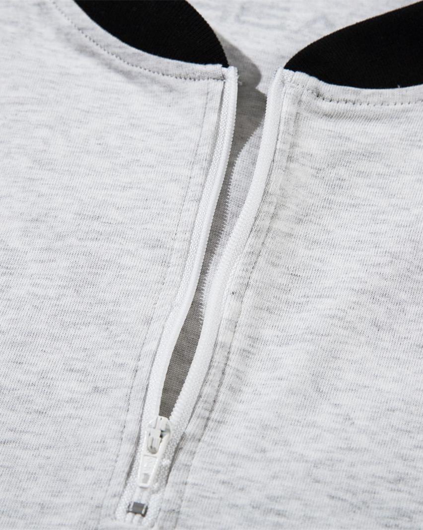 Lettering print half-zip short sleeves
