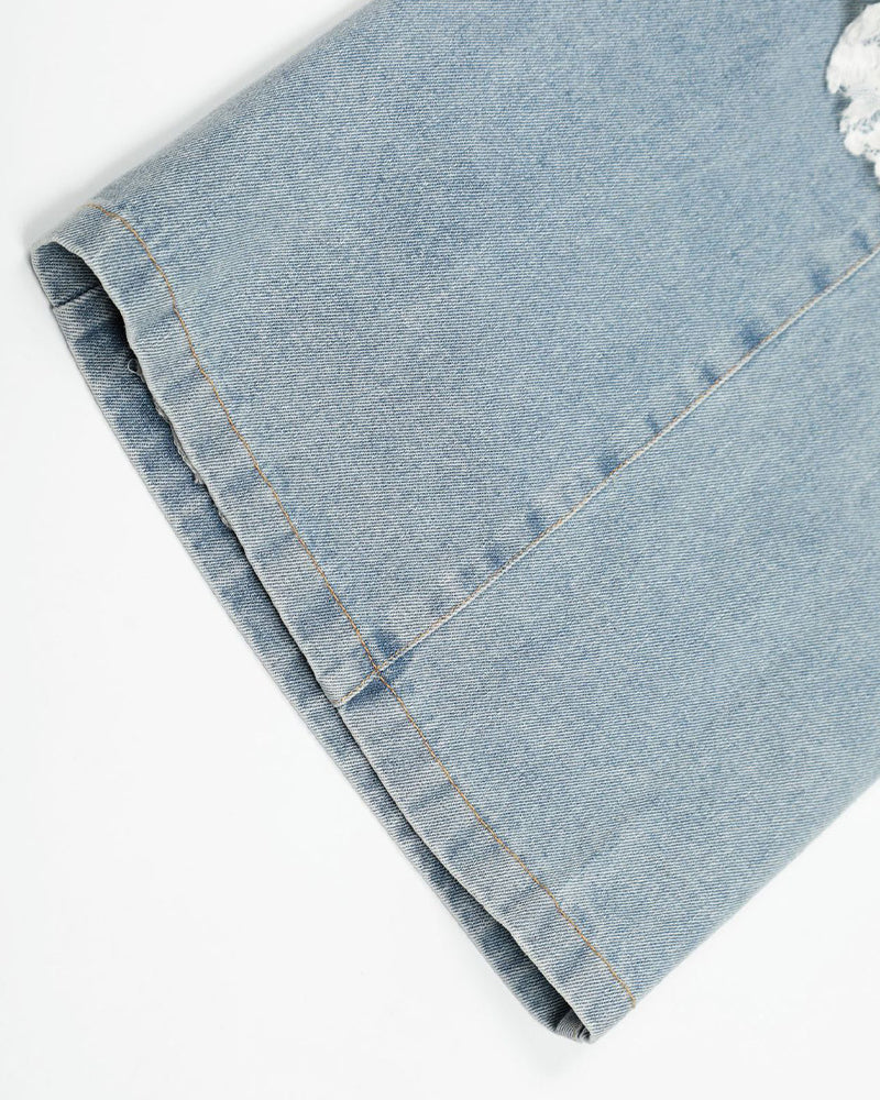 復古水洗牛仔長褲