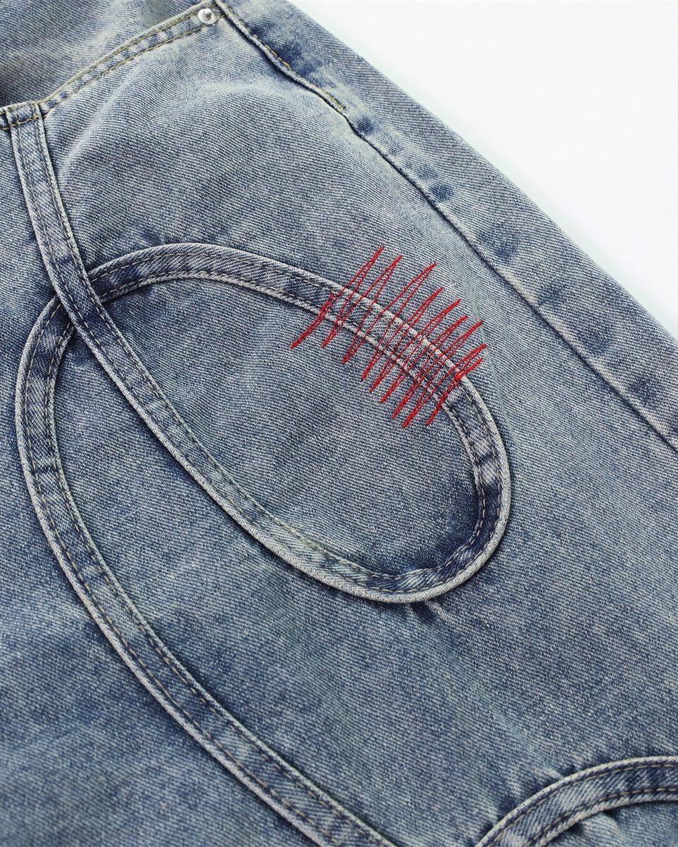 設計感顯瘦直筒牛仔褲