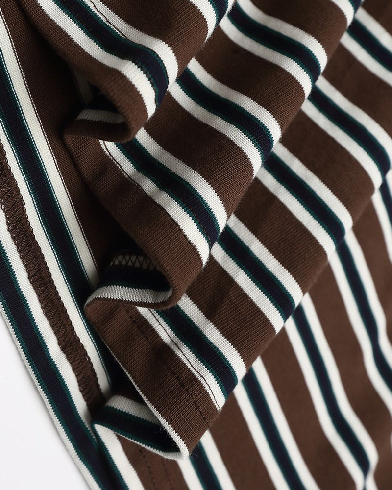 Embroidered contrast striped long sleeves