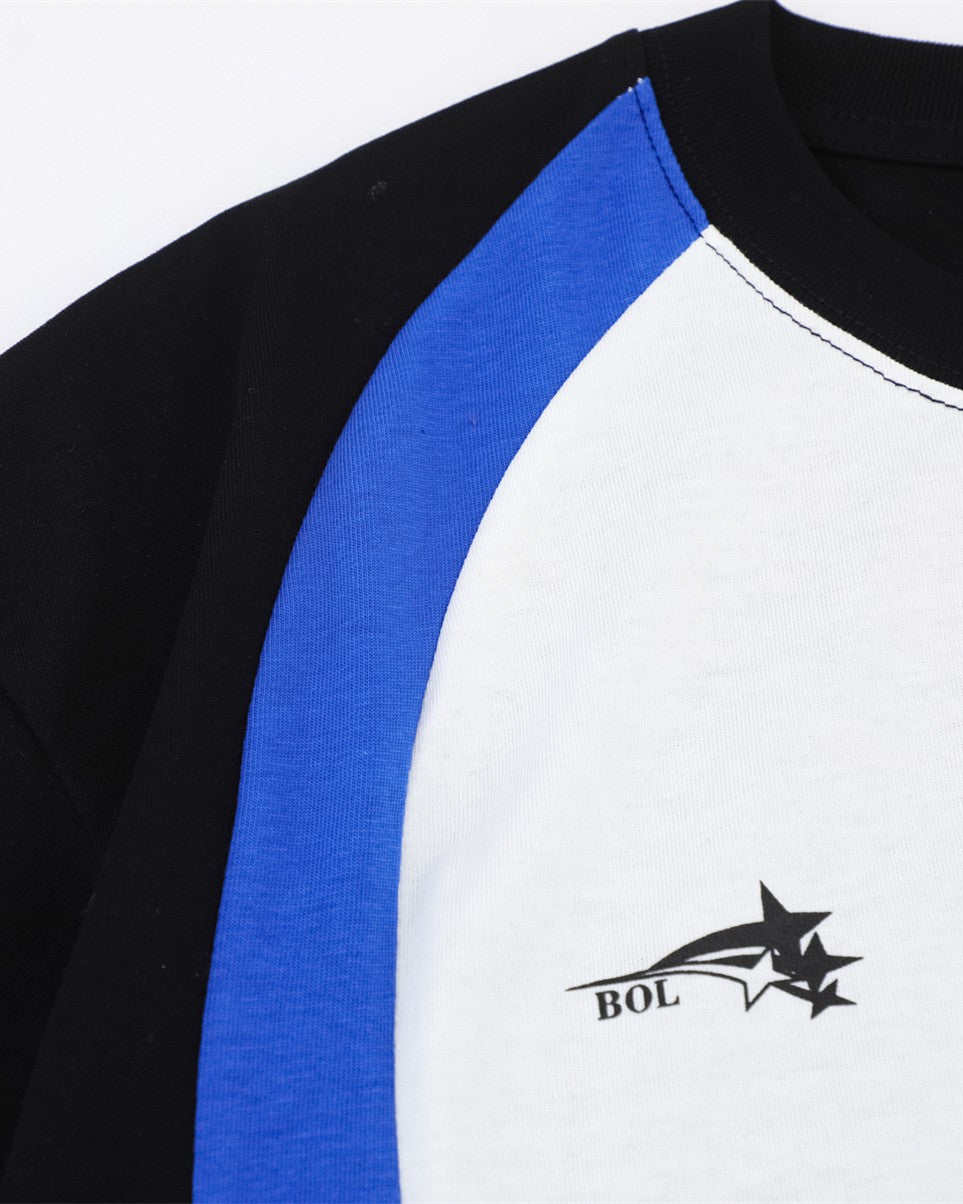 레트로 스포츠 컬러블록 반팔