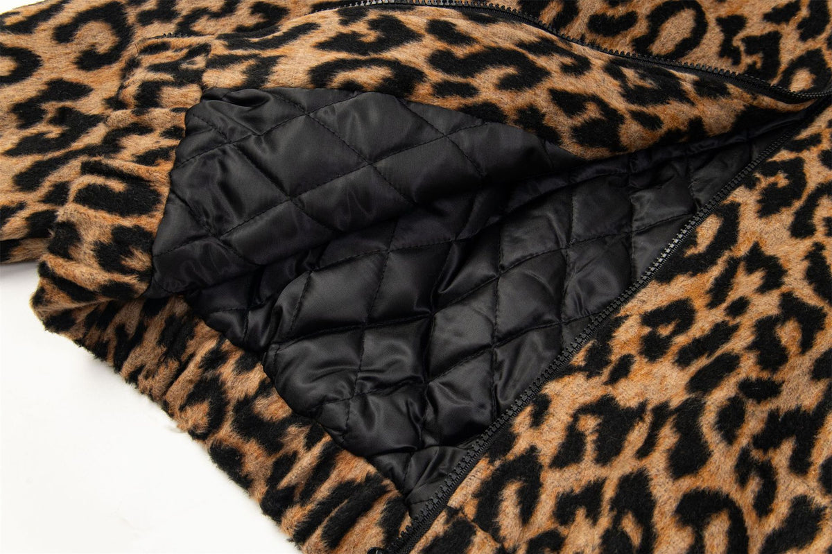 Retro leopard print hooded cotton jacket