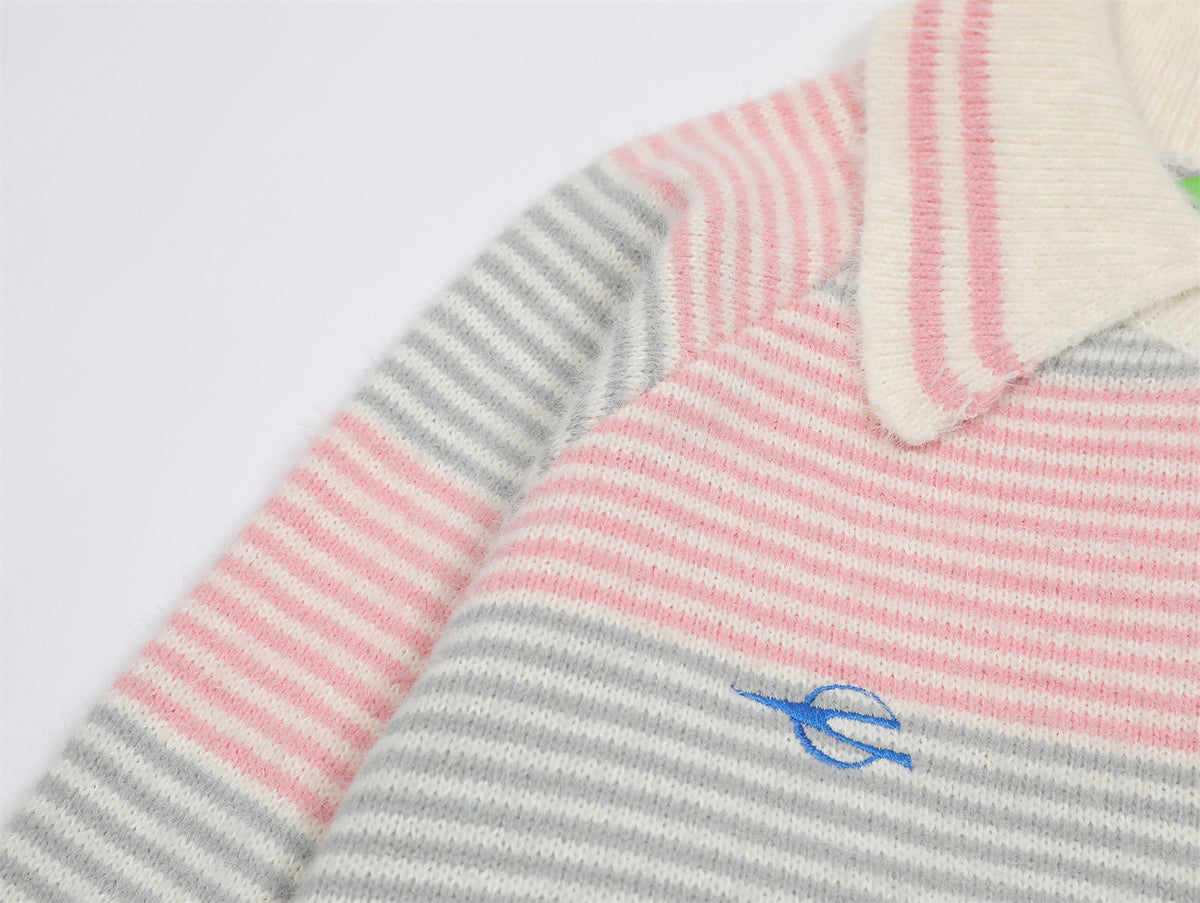 retro striped polo sweater