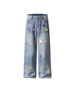 Embroidered Distressed Jeans
