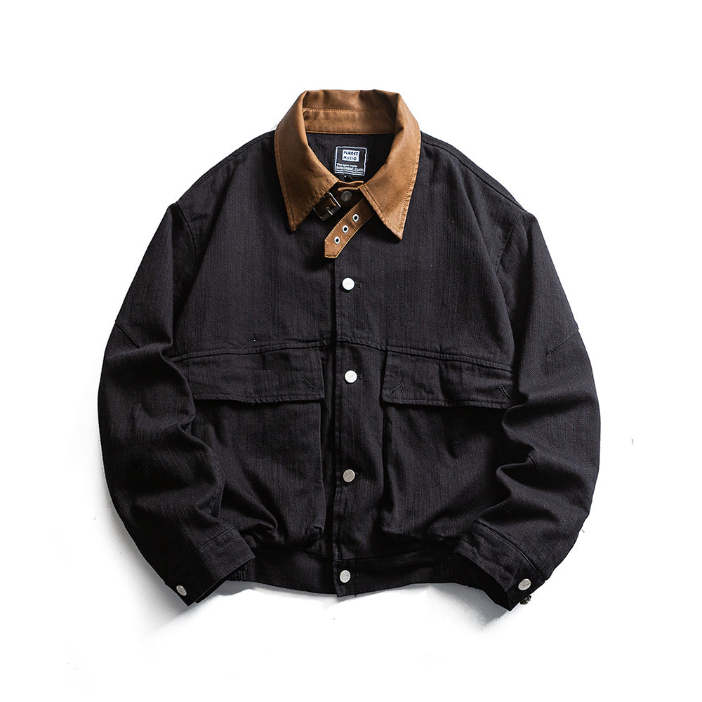 Patchwork lapel coat