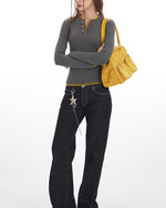 Faux two-piece slim-fit long-sleeved top (women's)