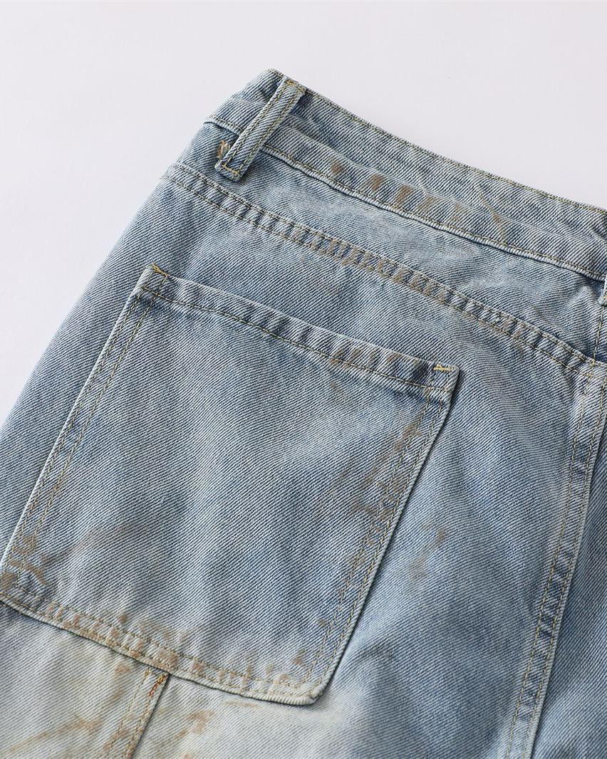 做舊破洞牛仔長褲