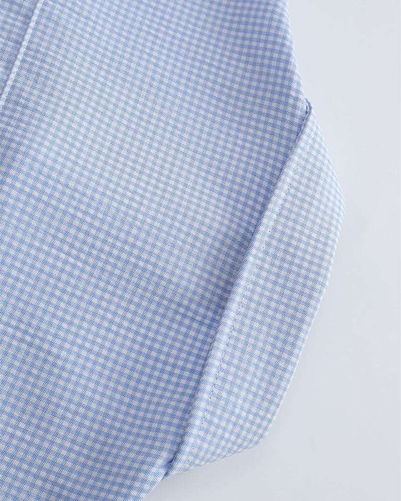 Embroidered plaid short-sleeved shirt