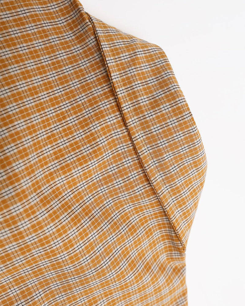 Embroidered plaid long-sleeved shirt