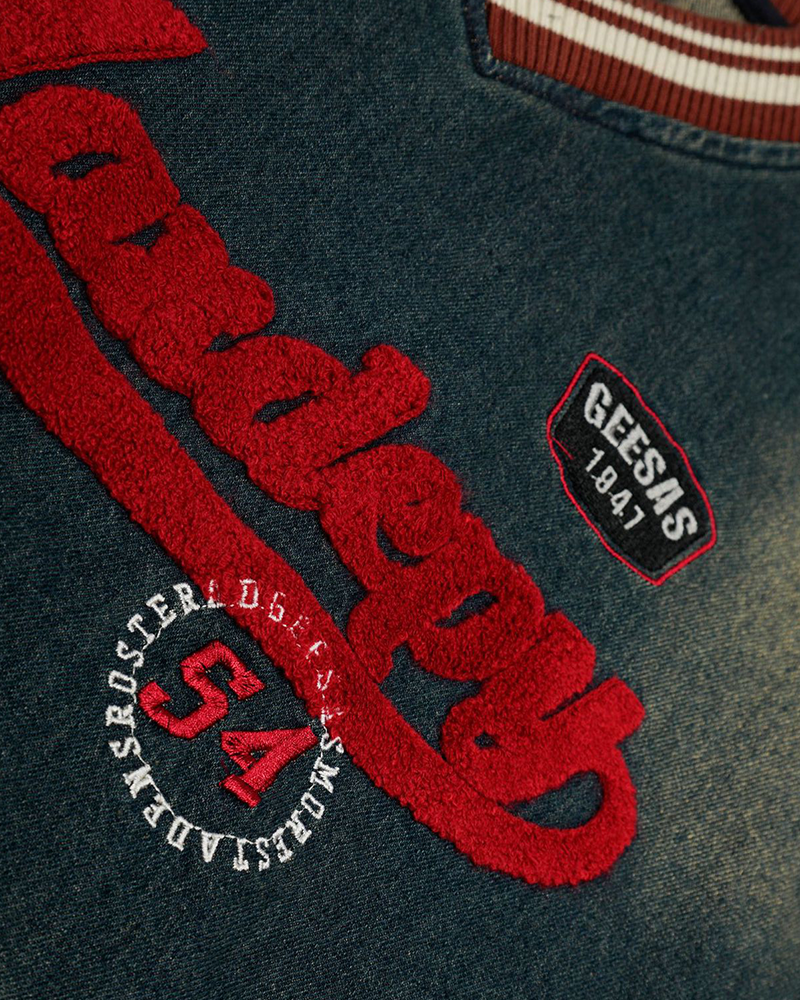 復古撞色牛仔衛衣