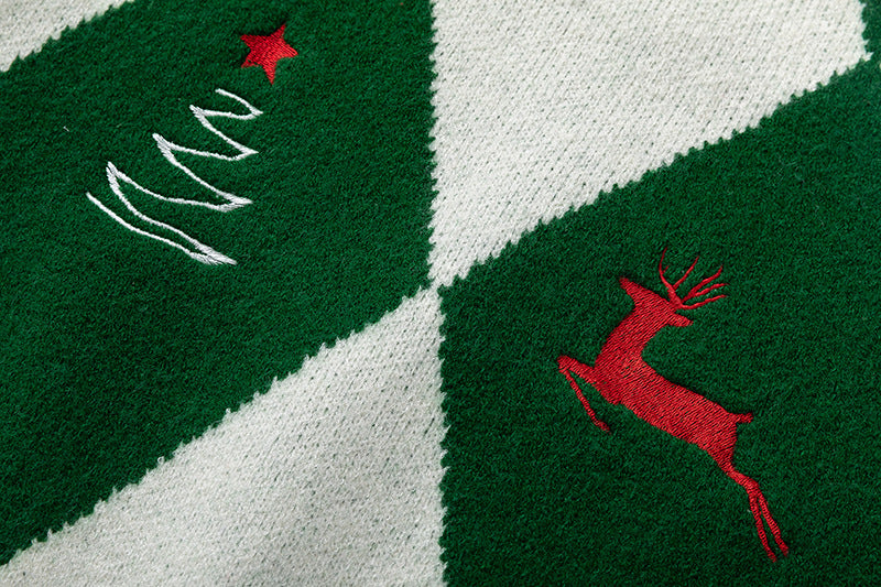 菱格聖誕刺綉毛衣