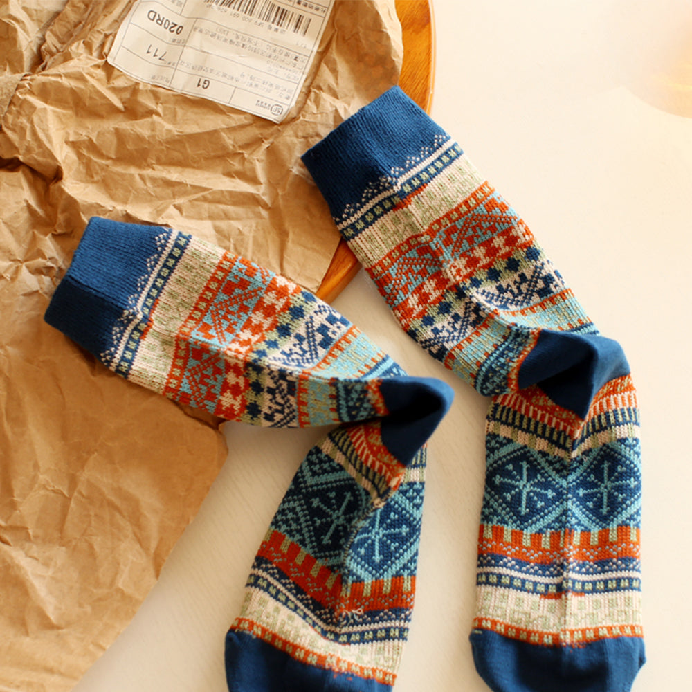 復古針織中筒襪